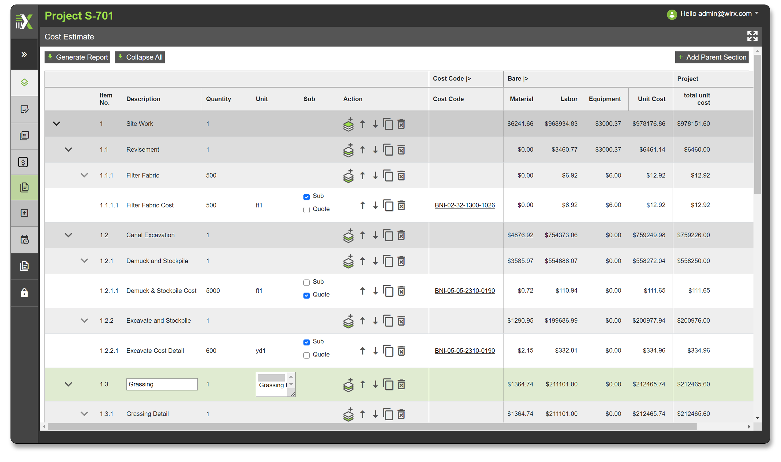 Wirxspace Cost Estimates